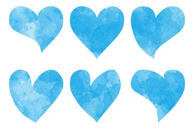 Elle çizilmiş suluboya kalple kusursuz desen. Elle boyanmış desen. Sevgililer Günü için romantik bir süs. Mürekkep çizimi. Beyaz arka planda izole edilmiş. Mavi gökyüzü kalp deseni.