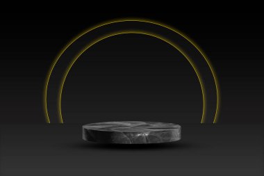 Mermer ve bakır bir podyumun 3D görüntüsü