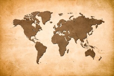 Dünya Haritası - Klasik Fiziksel Topografik - Vektör Ayrıntılı Resimler