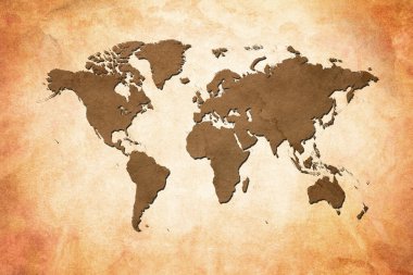 Dünya Haritası - Klasik Fiziksel Topografik - Vektör Ayrıntılı Resimler