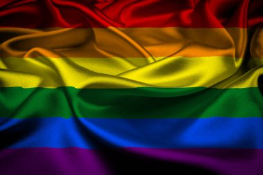 Gökkuşağı LGBT gurur bayrağının 3 boyutlu animasyonu. LGBTQ gökkuşağı bayrağı sallıyor. LGBT 'nin çeşitliliği. 3B Görüntü