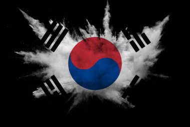 South Korea Smoke Flag on Black Background, South Korea flag. South Korea Independence Day August 15th. clipart