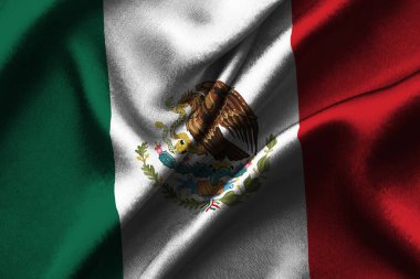 Meksika bayrağını yakın çekiyoruz. Meksika 'nın bayrak sembolleri. Meksika Bağımsızlık Günü 16 Eylül.