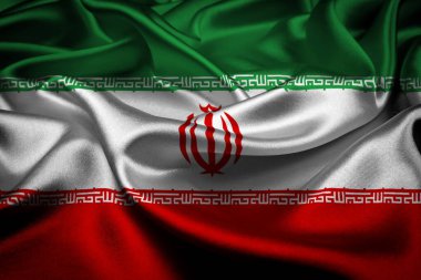 İran bayrağını dalgalandırın. İran 'ın bayrak sembolleri. İran Bağımsızlık Günü 1 Nisan.