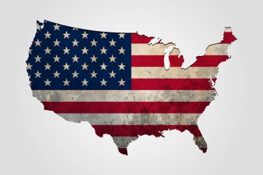 Amerika Birleşik Devletleri 'nin geri dönüşümlü kağıt dokusu haritası izole edildi. ABD 'nin Bağımsızlık Günü 4 Temmuz