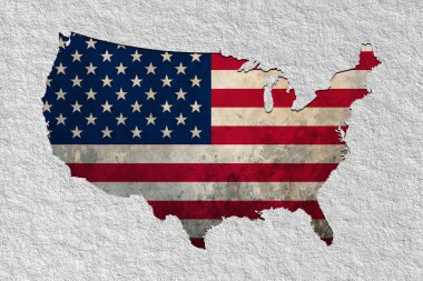 Amerika Birleşik Devletleri 'nin geri dönüşümlü kağıt dokusu haritası izole edildi. ABD 'nin Bağımsızlık Günü 4 Temmuz