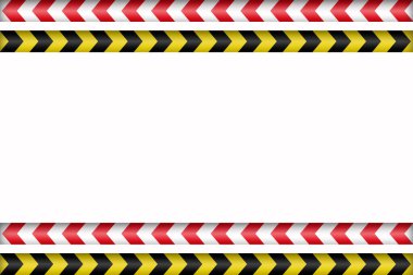 Sarı, kırmızı çapraz çizgi uyarısı. Güvenlik şeridi uyarısı tehlike işareti işareti tehlike işareti. Uzun tehlike kurdelesi. Beyaz arkaplanda vektör illüstrasyonu. EPS dosyası 112.