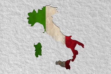 Map of Italy with National Flag on abstract white Background. Independence Day Italy June 2nd. clipart