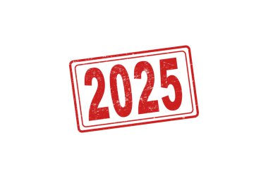 2025 yılı damgası ve damgalı el. Soyut kavram.