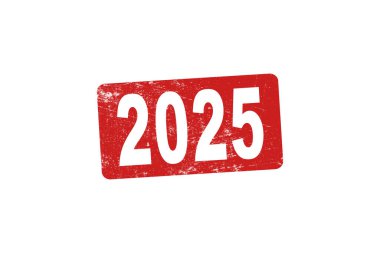 2025 yılı damgası ve damgalı el. Soyut kavram.