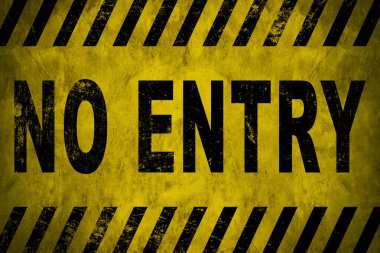 Beton duvar çimento desenli arka planda sarı ve siyah çizgili giriş uyarısı yok. Konsept bölgeye girmeyin, dikkat, tehlike, giriş yasak, izinsiz giriş yasak..