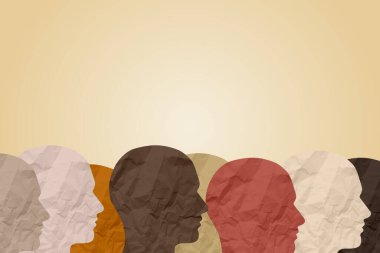 Asimilasyon ya da çok kültürlülük demografik değişim ve demografinin değişmesi, bir popülasyonda asimile edilmiş, asimile edilmiş ya da çeşitliliği 3 boyutlu bir illüstrasyon tarzında.