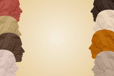 Asimilasyon ya da çok kültürlülük demografik değişim ve demografinin değişmesi, bir popülasyonda asimile edilmiş, asimile edilmiş ya da çeşitliliği 3 boyutlu bir illüstrasyon tarzında.