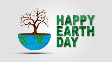 Invest in our planet. Earth day 2025, 2026, 2027 concept background. Ecology concept. Design with globe map drawing and leaves isolated on white background. 