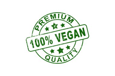 Vejetaryen kauçuk damgası. Bir dizi vektör işareti. Yüzde yüz vegan..
