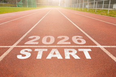 Yeni yıl numarası 2025, 2026 yeni yıl konsepti ile koşu pisti.