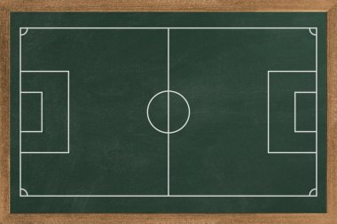 Futbol ya da futbol alan yazı tahtası doku üstten görünüm kökenli ovuşturdu tebeşir ile izole. Spor infographics öğesi