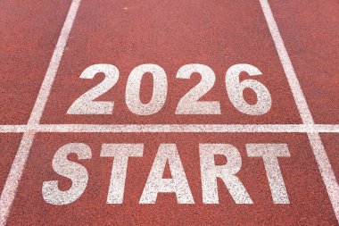 Yeni yıl numarası 2025, 2026 yeni yıl konsepti ile koşu pisti.