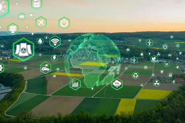 Crystal globe putting on moss, ESG icon for Environment Social and Governance, World sustainable environment concept.