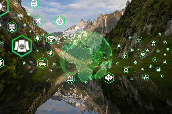 Crystal globe putting on moss, ESG icon for Environment Social and Governance, World sustainable environment concept.