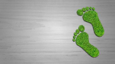 ekolojik ayak izi konsept illüstrasyon - çim yama ayak izi