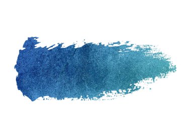 Fırça darbesi ve doku. Smear fırça, akrilik beyaz-mavi desen fırça darbesi el çizimi, beyaz arkaplanda izole edilmiş..