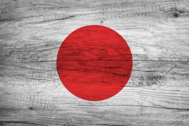 Ahşap yapılı arka planda Japon bayrağı. Japonya 'nın Bağımsızlık Günü 11 Şubat.