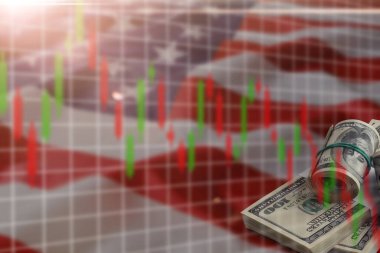 ABD. Piyasadaki durgunluk borsa kaybı, ticaret grafiği analizi, yatırım göstergesi finansal kriz grafiği, hisse senedi çöküş grafiği, kırmızı fiyat tablosu, para, dünya ekonomisi. 