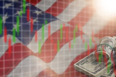 ABD. Piyasadaki durgunluk borsa kaybı, ticaret grafiği analizi, yatırım göstergesi finansal kriz grafiği, hisse senedi çöküş grafiği, kırmızı fiyat tablosu, para, dünya ekonomisi. 