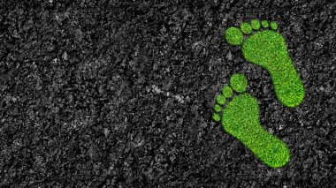Toprak zeminde yeşil çimen ekolojik ayak izi, Sağlıklı ECO ekoloji çevre kavramı
