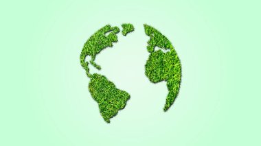 Dünya küre şeklinde yeşil çim beyaz arka plan üzerinde izole