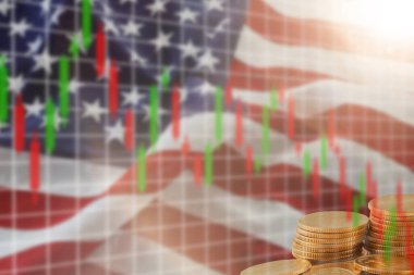 ABD finans sistemi. Amerikan borsa krizi. Oklar Amerikan bayrağının yanında. Dolar banknotları olan Franklin. Birleşik Devletler 'in para politikası. Amerikan finans piyasası. ABD Yatırım krizi. 