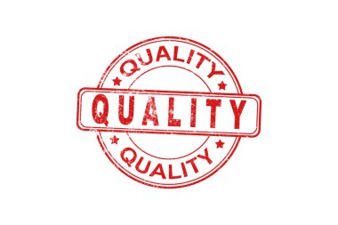 beyaz zemin kırmızı lastik damgası kalite garantisi.