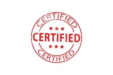 Onaylı Vektör Damgası. Grunge kırmızı kauçuk damgası ya da 