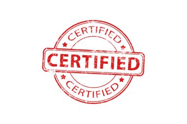 Onaylı Vektör Damgası. Grunge kırmızı kauçuk damgası ya da 