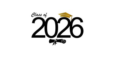 2026 sınıf mezunu. Okul mezunlarını tebrik etme konsepti..