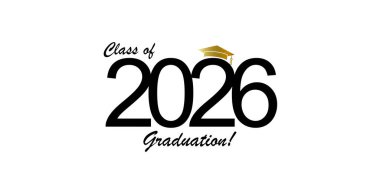 2026 sınıf mezunu. Okul mezunlarını tebrik etme konsepti..