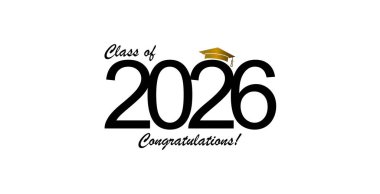 2026 sınıf mezunu. Okul mezunlarını tebrik etme konsepti..