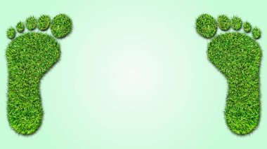 3 boyutlu illüstrasyon, çiçekli ve kelebekli sembol ekolojik ayak izi. Çevre kavramı.