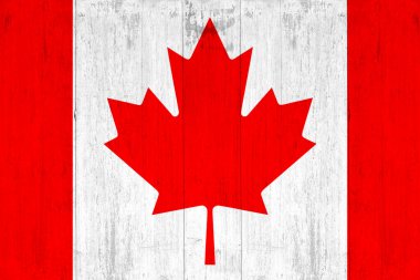 Pis ahşap arka planda Kanada bayrağı