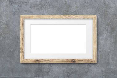 Ahşap çerçeve modelleri farklı boyutlarda ve beyaz mat kenar çerçeveleri ışık duvarında. Fotoğraf, resim veya galeri dekorasyonu için gerçekçi kahverengi dikdörtgen kenarlar koleksiyonu.