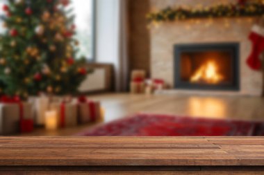 Reklam ürünü veya metin için alanı olan Noel masası