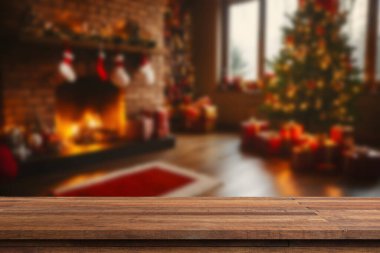 Reklam ürünü veya metin için alanı olan Noel masası