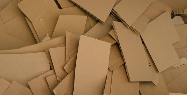 Lot Cut Cardboard Lying Large Pile Photo Shows Amount Waste — Stock Photo, Image