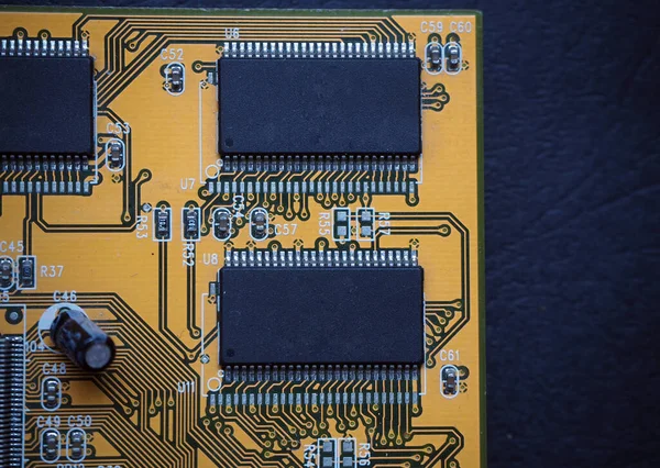 Composants Montage Surface Sur Carte Circuit Électronique Micropuces High Tech — Photo