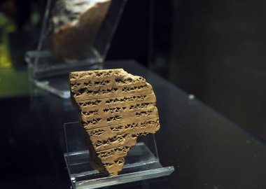 Assyrian cuneiform clay tablets from Kultepe that exhibited at Anatolian Civilizations Museum in Ankara, Turkiye. clipart