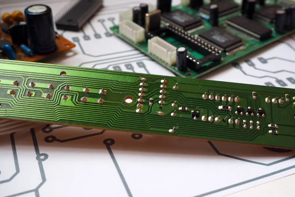 Printed circuit board on electronic schematic