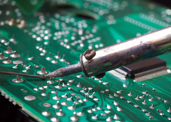 Soldering Electronic Circuit Board — Stock Photo, Image