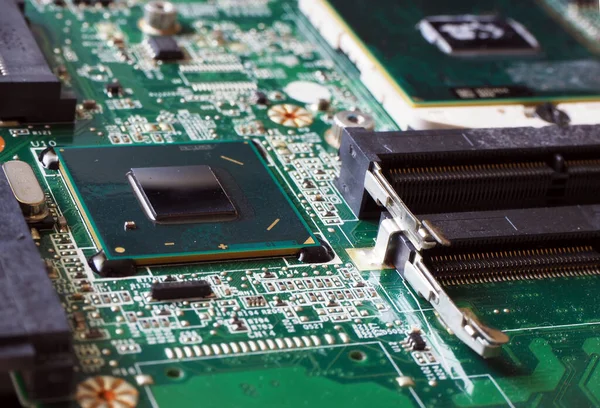 stock image Central Processor Units on high technology circuit board. Systems with CPU, GPU, microprocessor.  