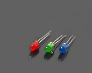 3 colors of RGB systems. Red green blue LEDs.  clipart